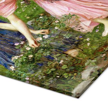 Posterlounge Acrylglasbild John William Waterhouse, Rosenpflücken im Mai, Malerei