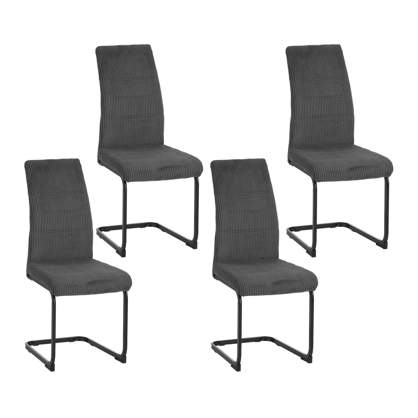 HTI-Living Esszimmerstuhl Schwingstuhl SallyP Cordstoff Grau (Set, 4 St), Esszimmerstuhl mit schwarzem Metall-Kufengestell