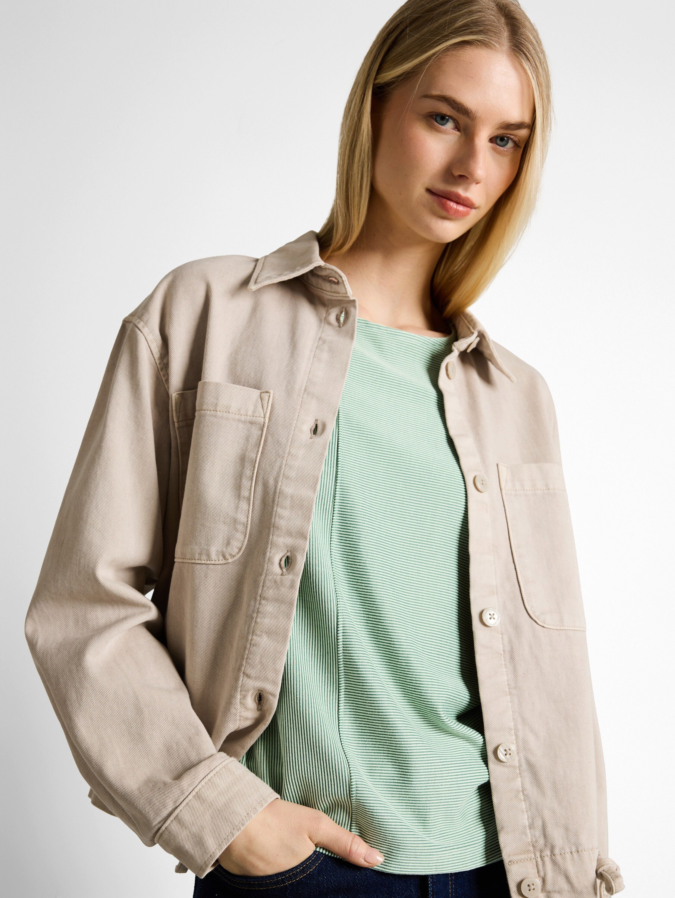 TOM TAILOR Denim Rundhalsshirt Ärmellos im Streifen-Look
