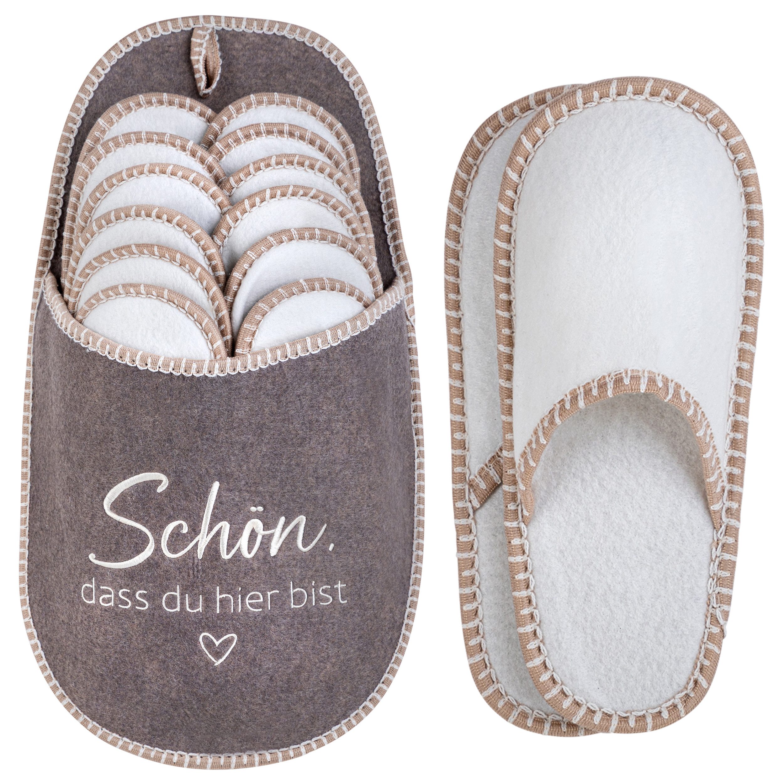 ONVAYA ABS Gästepantoffel, Schön, dass du hier bist, 6er Set Pantoffel