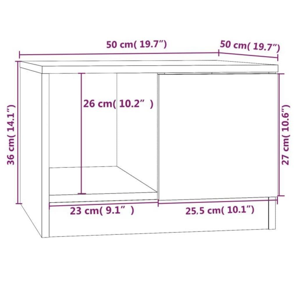 Couchtisch 50x50x36 Weiß Holzwerkstoff vidaXL (1-St) Weiß Couchtisch cm Weiß |