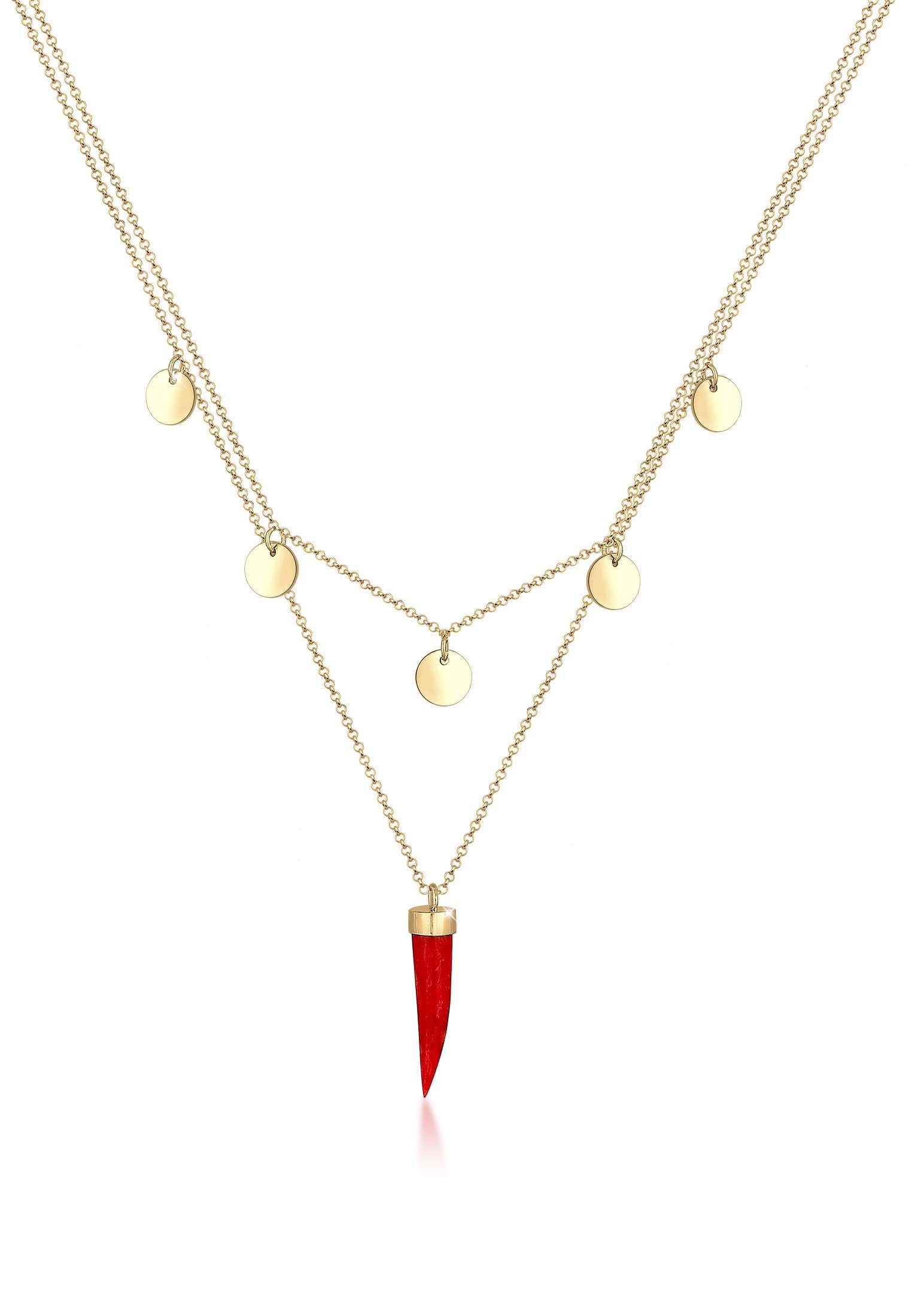 Elli Gliederkette Layer Plättchen Korallen-Zahn Boho 925 Silber