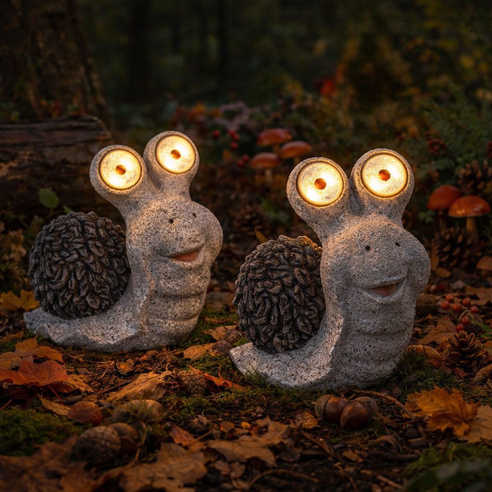 GLOBO LIGHTING LED Dekofigur, LED-Leuchtmittel fest verbaut, Solarleuchte Gartenskulptur für Außen Gartendeko Schnecke Figur 2x