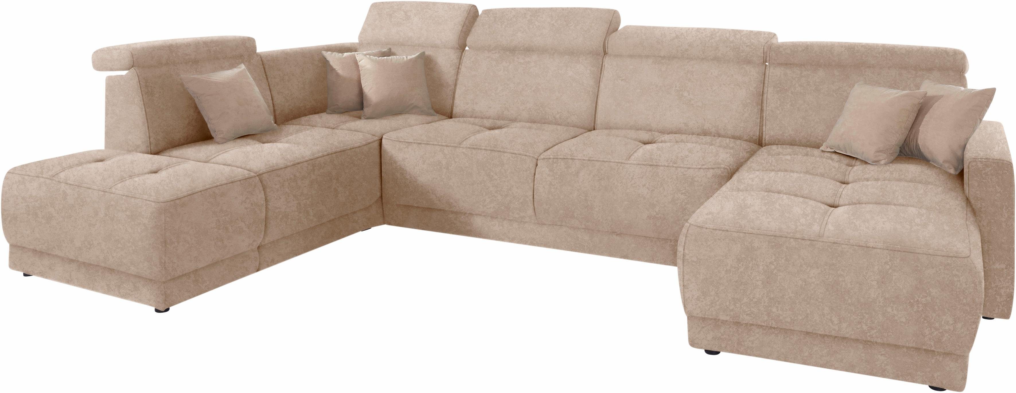 DOMO collection Wohnlandschaft Ava moderne Sitzheftung mit toller Doppelnaht, komfortabel, U-Form, mit Federkern, wahlweise mit Kopfteilverstellungen