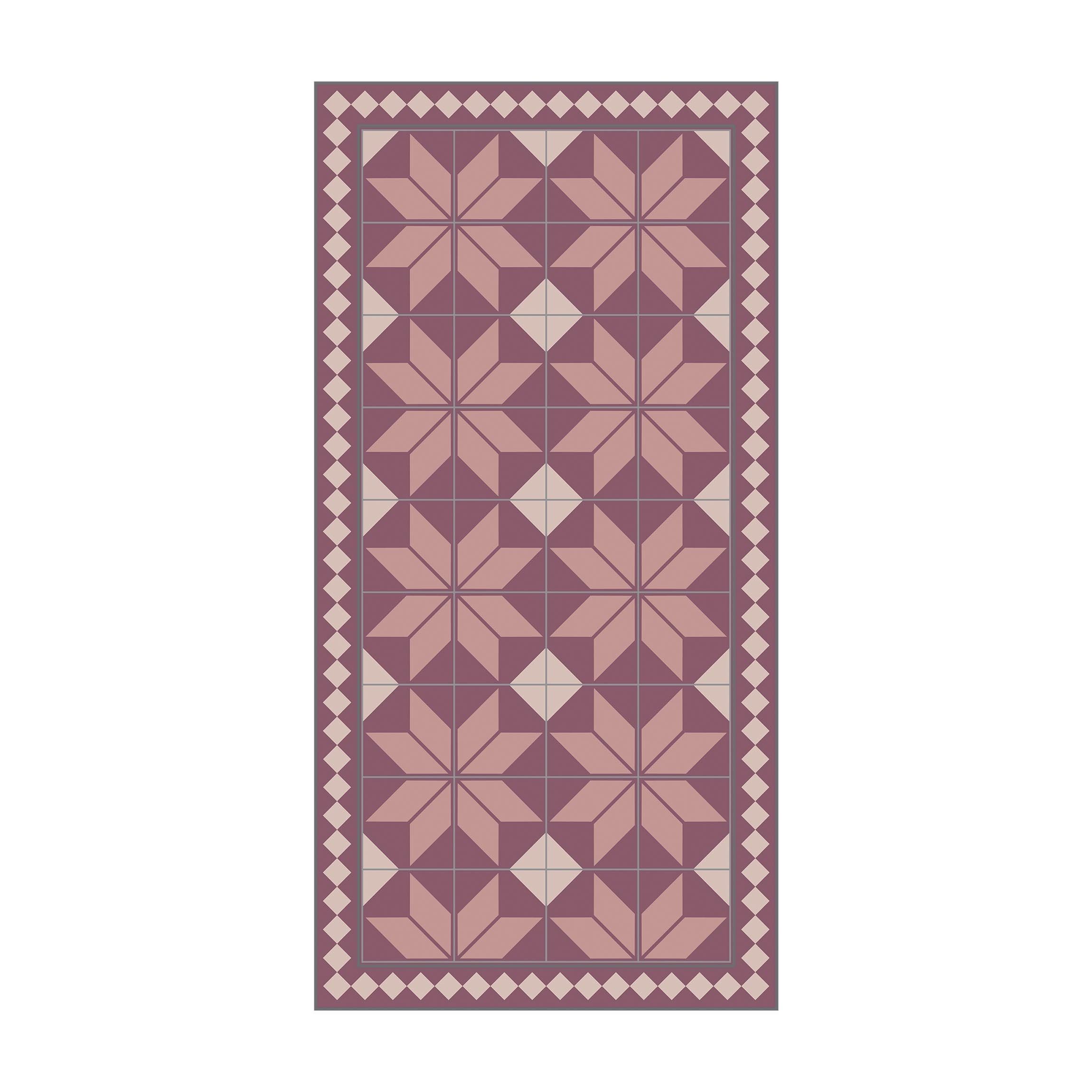 Bilderdepot24 Teppich Teppich Vinyl Flur Küche Fliesen Muster funktional lang modern, Läufer - rot glatt, nass wischbar (Schmutz, Tierhaare) Saugroboter & Bodenheizung geeignet