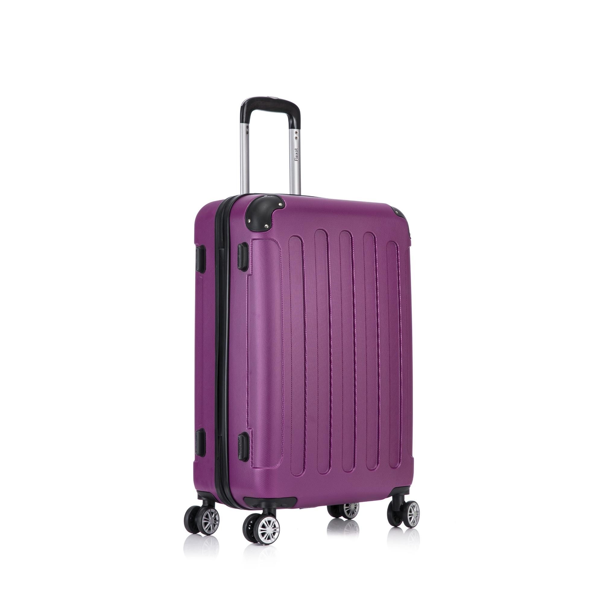 Flexot Hartschalen-Trolley F-2045 Kofferset, 360° Rollen, robuster Reisekoffer, Bordcase, 4 Rollen, Robuster und moderner Koffer mit vier 360° Rollen und Zahlenschloss