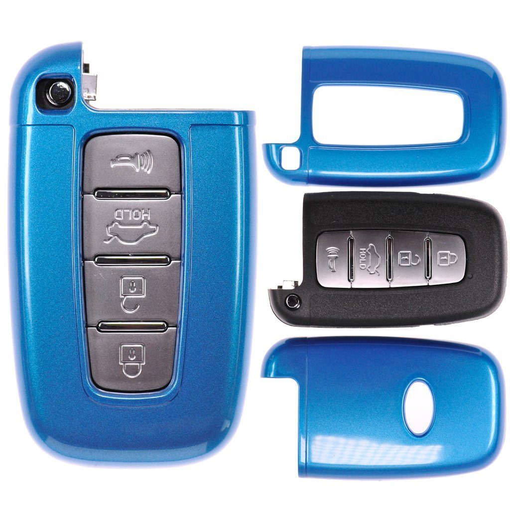 SMARTKEY i30 KEYLESS Hardcover Blau Autoschlüssel Schlüsseltasche Sportage Tucson Metallic mt-key Elantra Blue, i40 Metallic Schutzhülle für Hyundai Kia