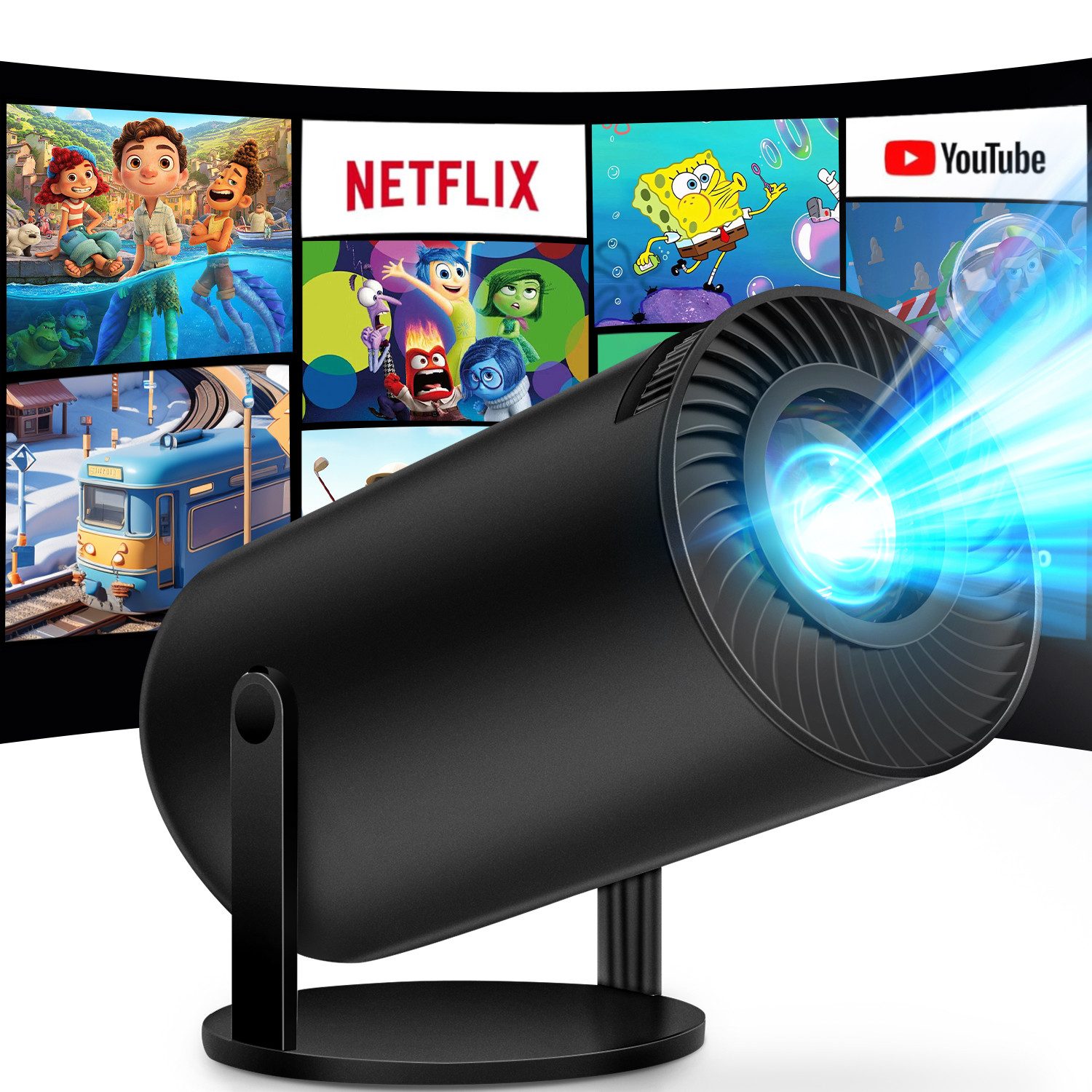 oyajia HY300 Android App, WIFI, BT 5, Mini-Beamer Mini-Beamer (10000 lm, 10000:1, 1920x1080 px, 180-Grad-Winkel, 130-Zoll-Display HDMI)