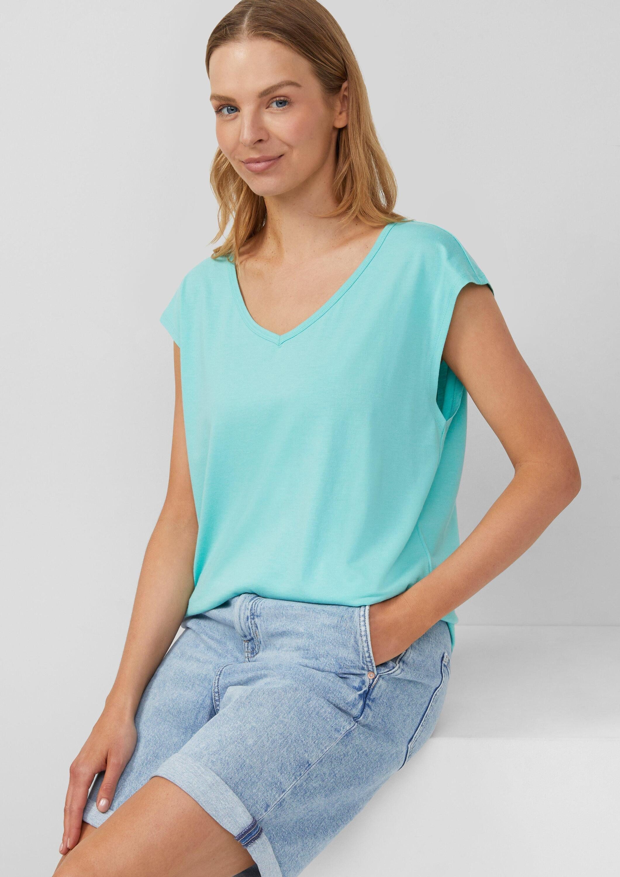 s.Oliver Kurzarmshirt T-Shirt T-Shirt mit weitem Ausschnitt, Cut-out und Sc günstig online kaufen