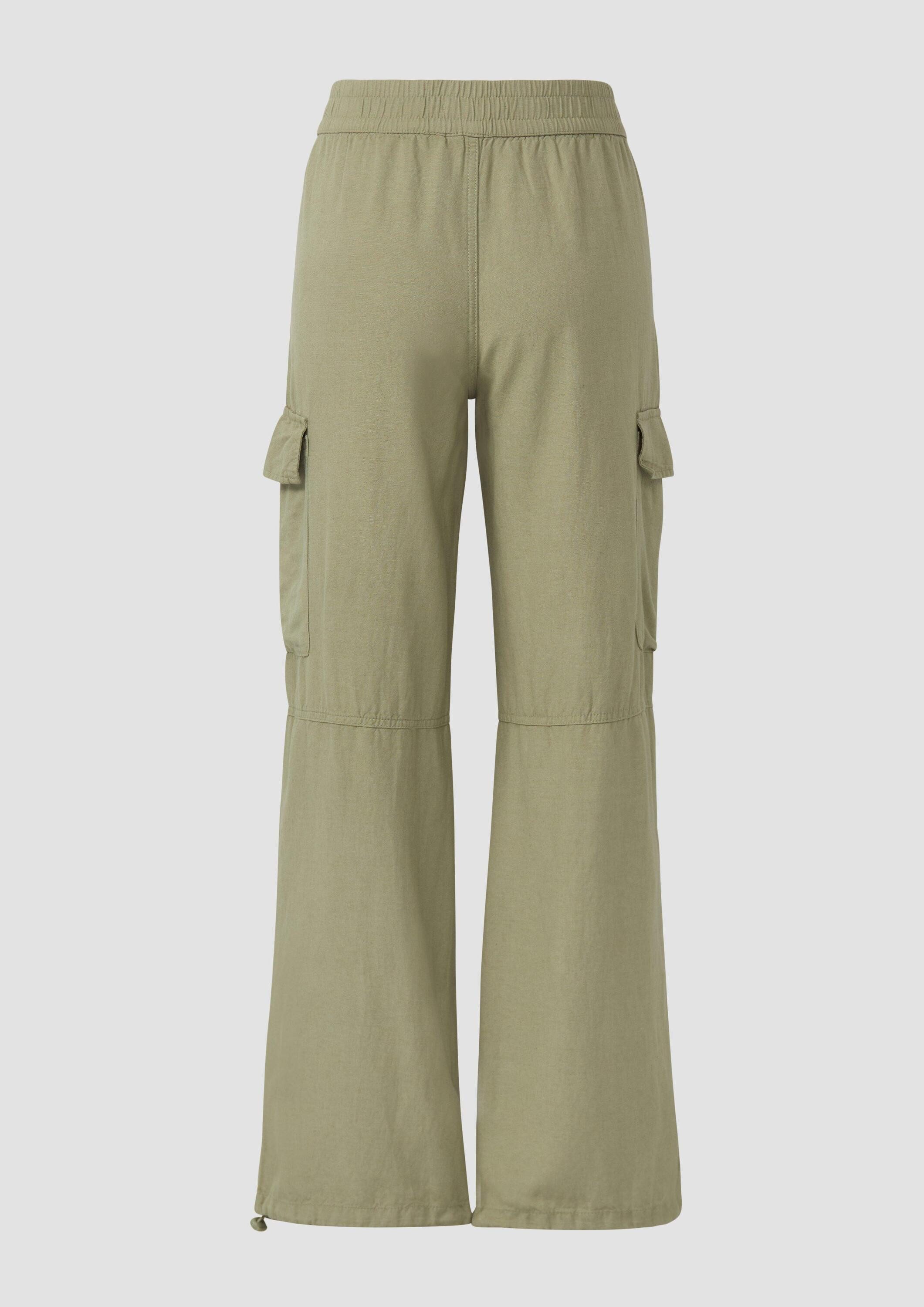 QS Chinos Hose Cargo-Hose aus Leinenmix mit Kordelzug am Saum günstig online kaufen