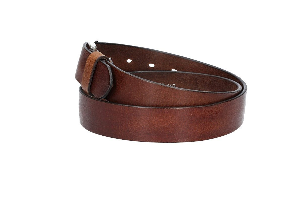 Leder Bazlen Ledergürtel Cognac 35mm mit Dornschließe in Silber (LB1161B35-640, 1-St) sehr weiches Vollrindleder