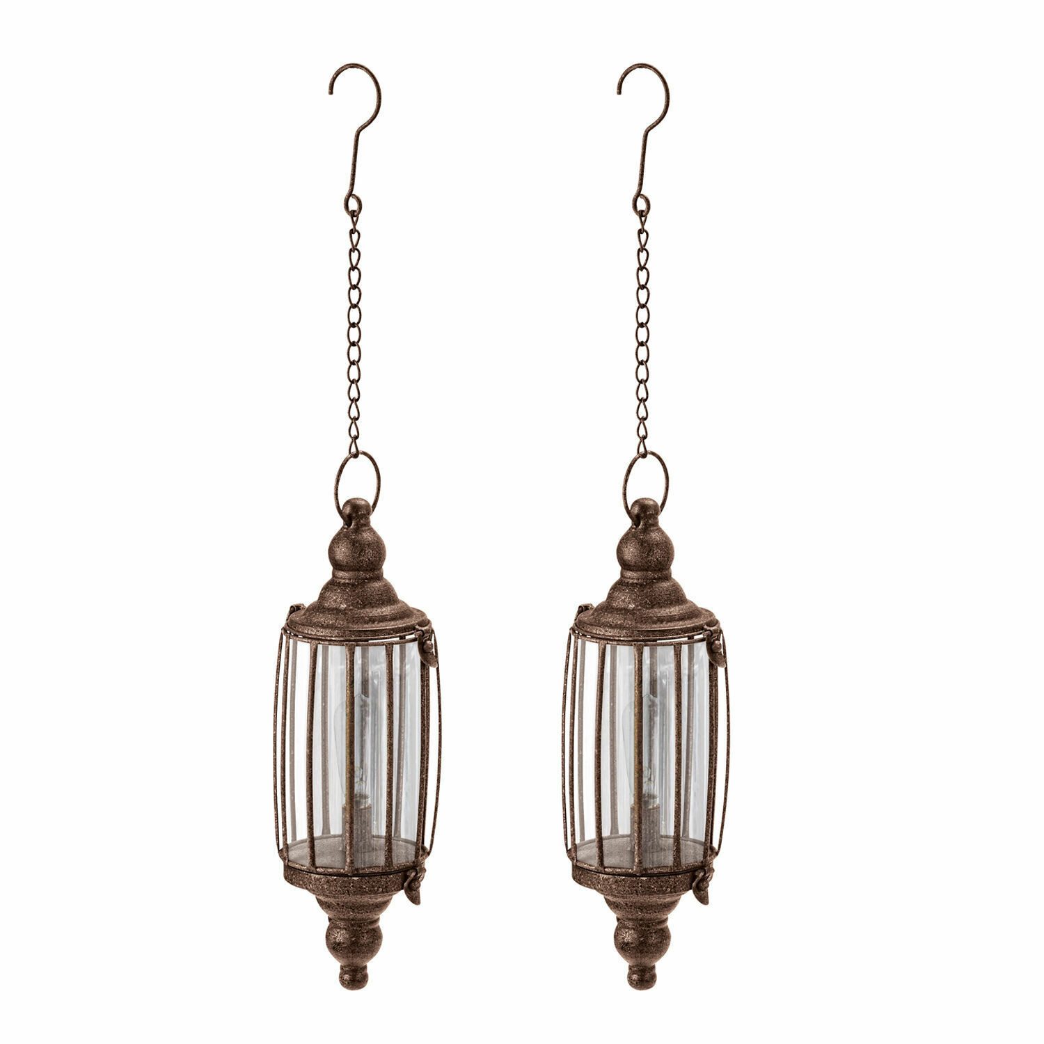 Mirabeau LED Laterne LED-Hängelaterne 2er Set Flavin antikbraun