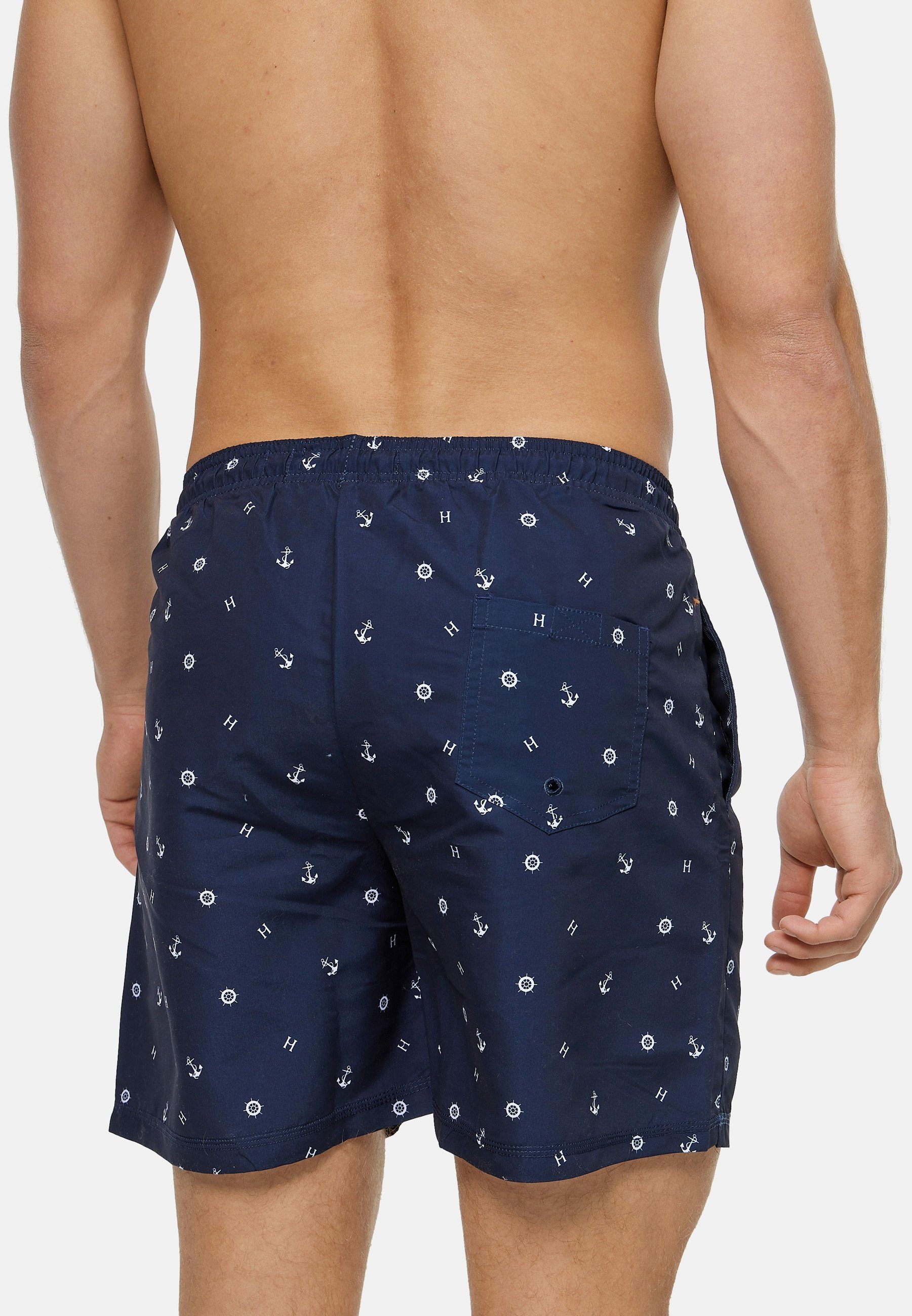 Indicode Badeshorts Herren Maya Schwimmshorts Männer mit detailreichem Muster, elastischer Bund mit Kordelzug