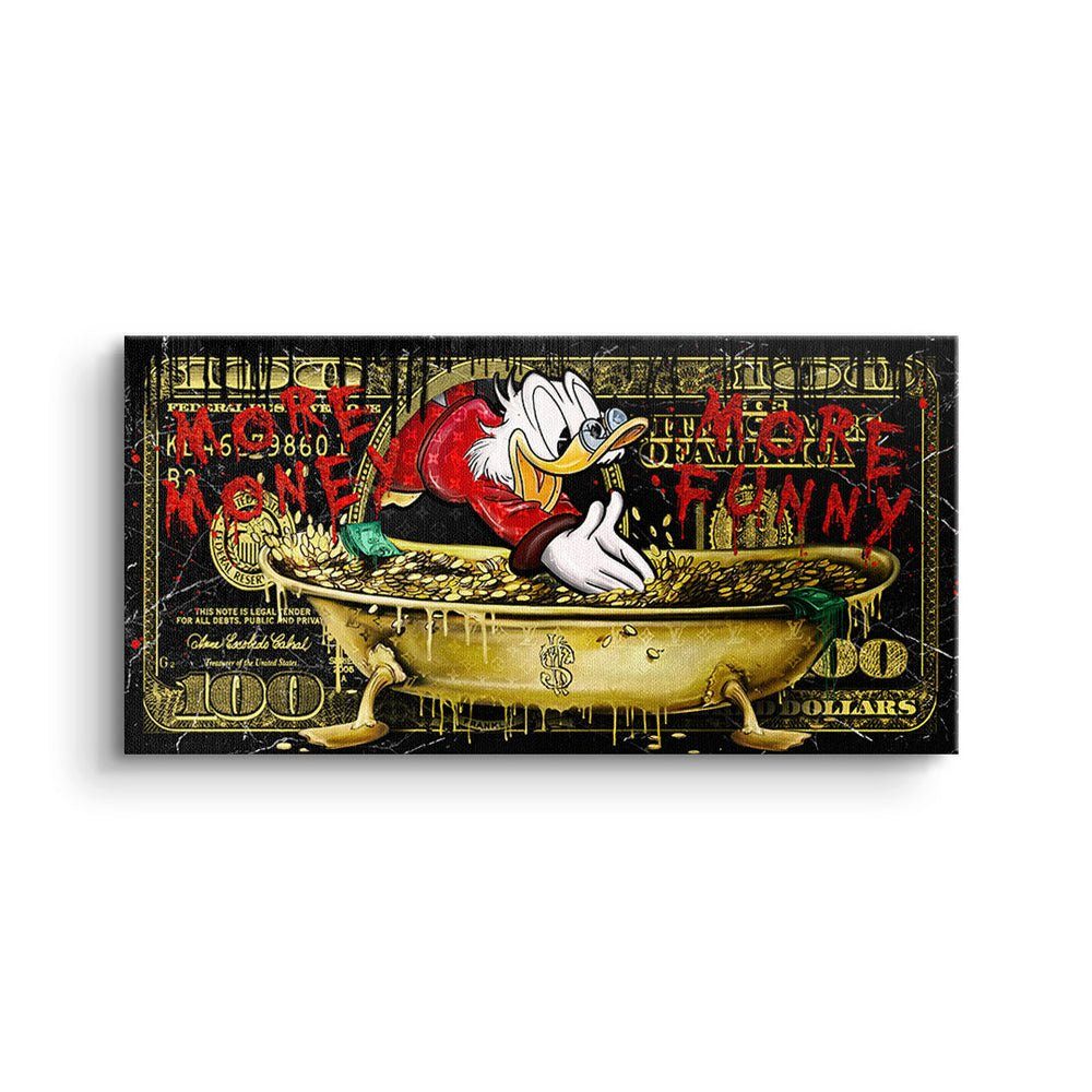 Geld Leinwandbild, goldener Money Pop Rahmen Limitiert DOTCOMCANVAS® Art - More Duck Leinwandbild - -