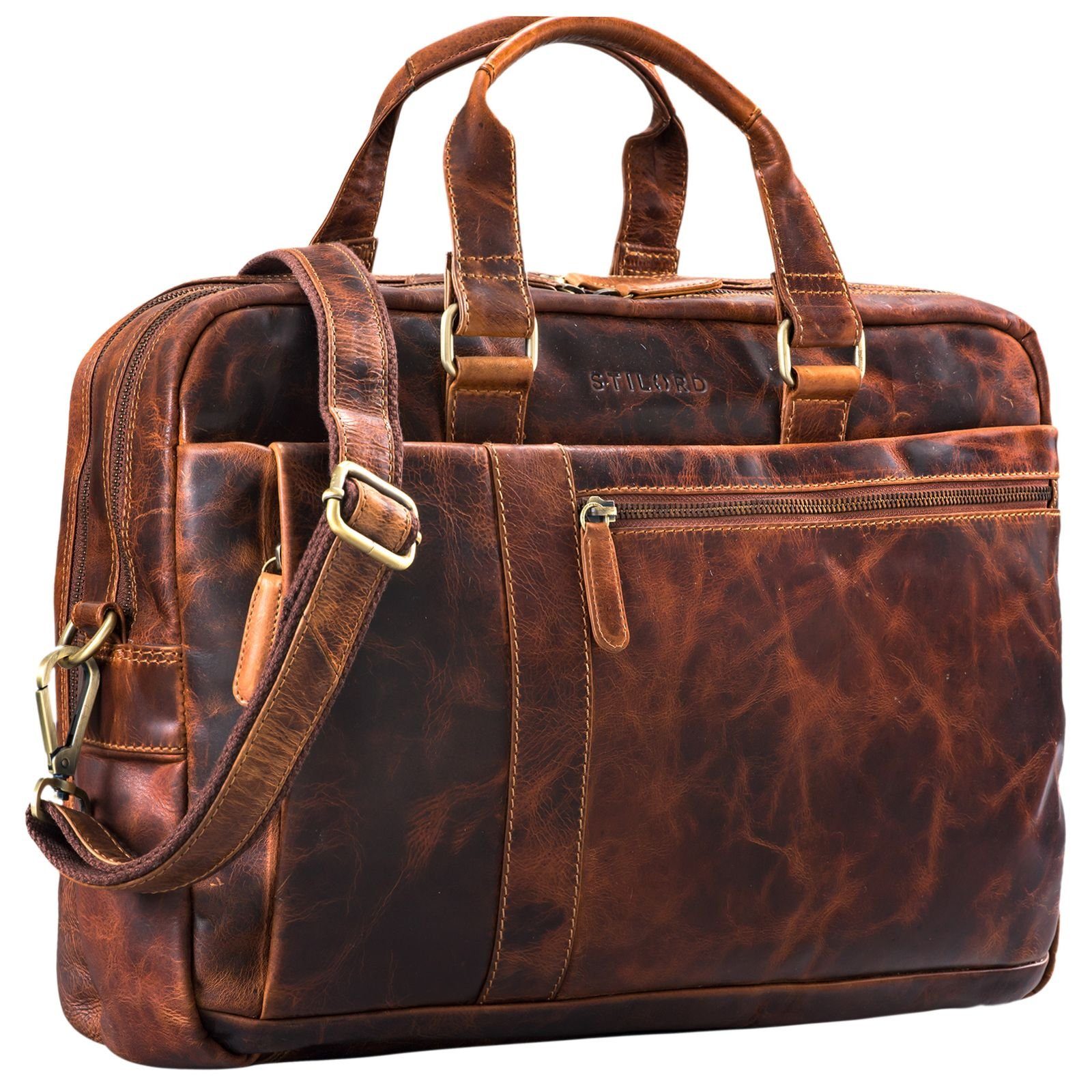 STILORD Laptoptasche "Nico" Große Businesstasche aus Hochwertigem Leder 15.6 Zoll