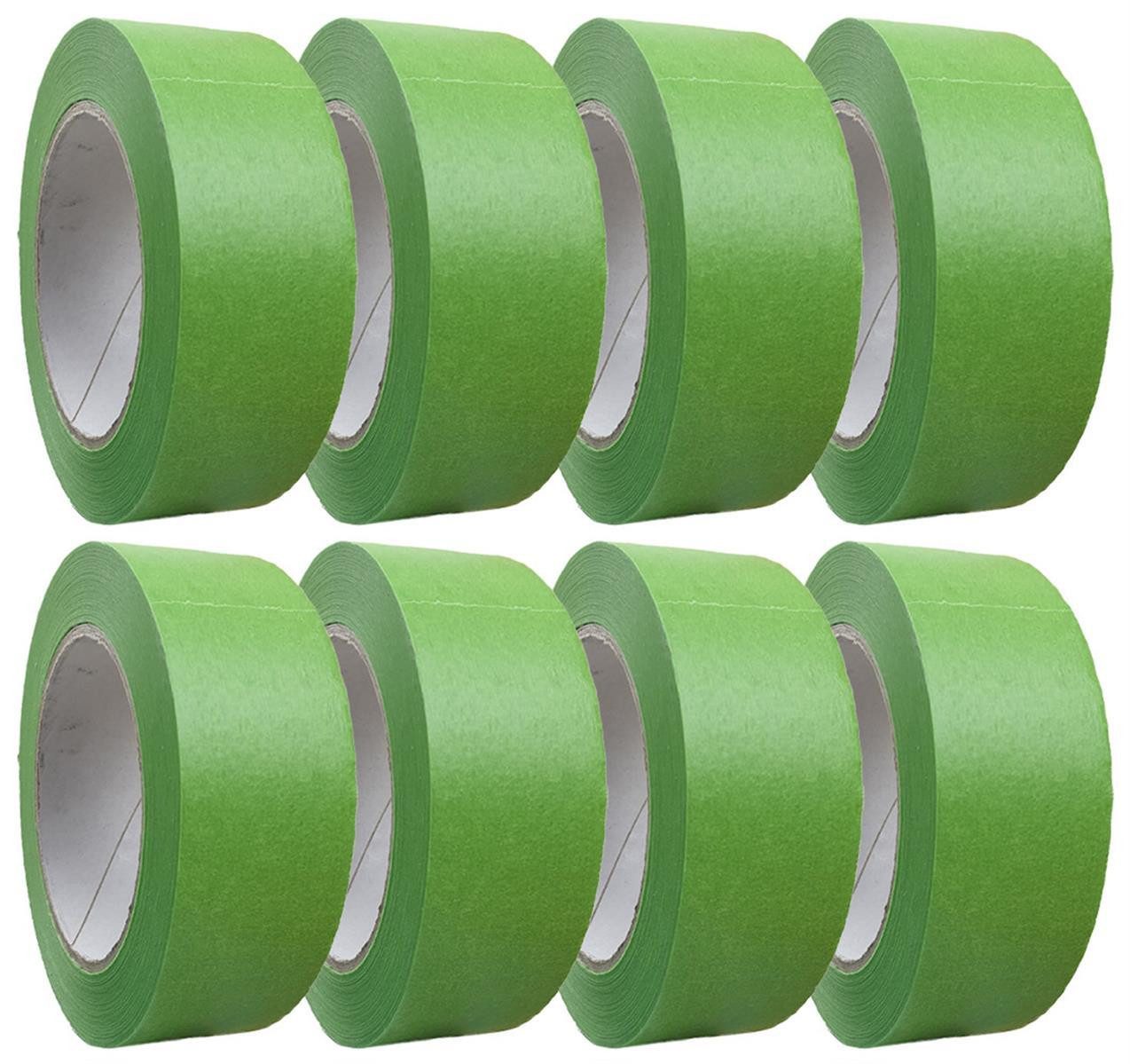 varivendo Kreppband 8 Rollen Feinkreppband grün, Malerband 38mm x 50m (Rollen, 8-St., Profi Feinkreppband) Kreppband malerklebeband malerkrepp