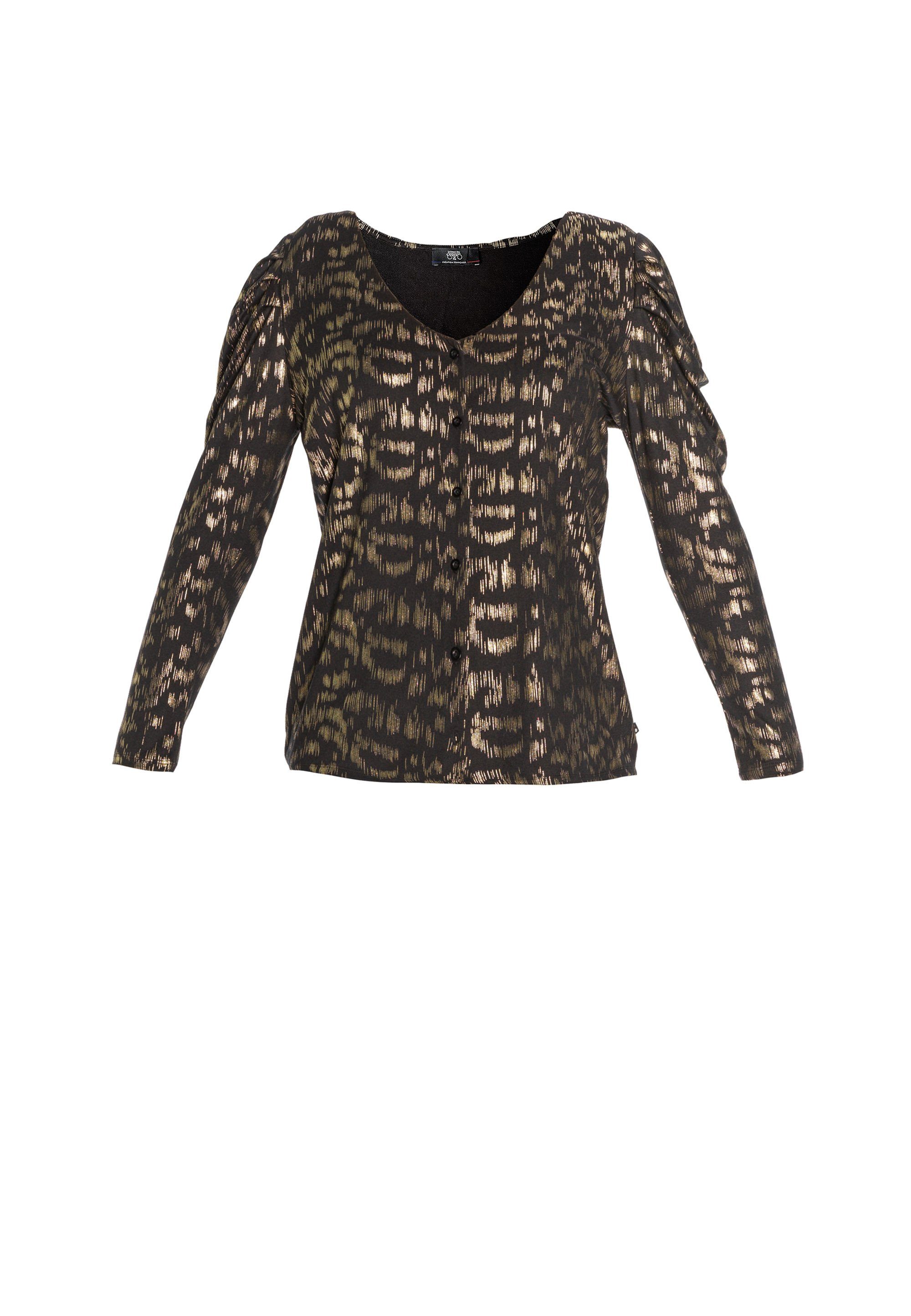 Le Cerises mit Klassische PRESTON Temps Des Metallic-Print Bluse