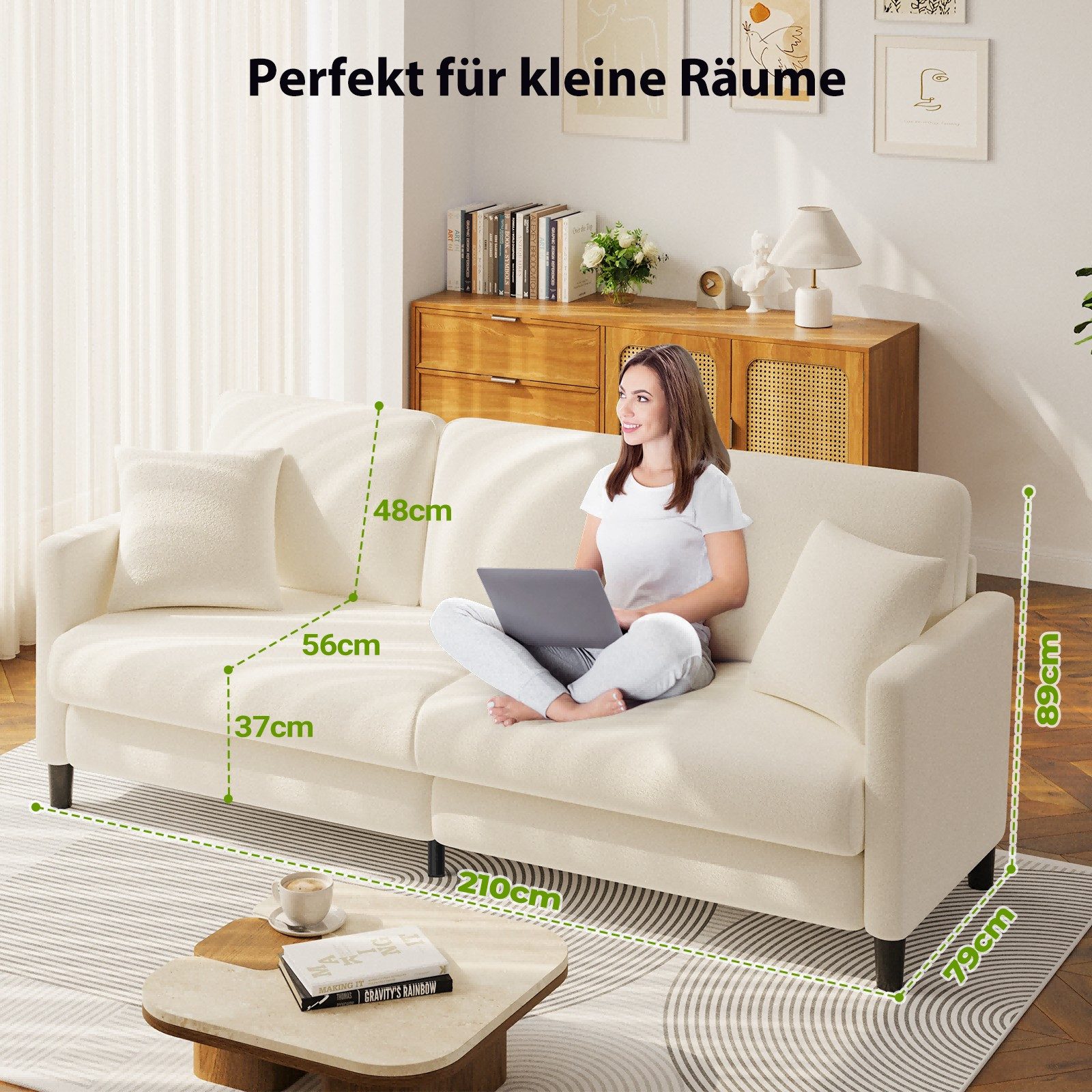 ToteBox 3-Sitzer Teddy Fleece Werkzeugfreier Aufbau Sofas für Wohnzimmer – Bild 5 von 5