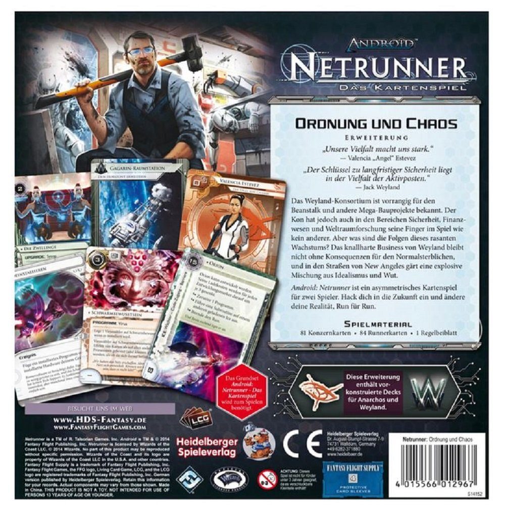 Heidelberger Spieleverlag Spiel Android Netrunner Kartenspiel - Ordnung und Chaos Erweiterung, ACHTUNG: Zum Spielen wird das Grundspiel benötigt!