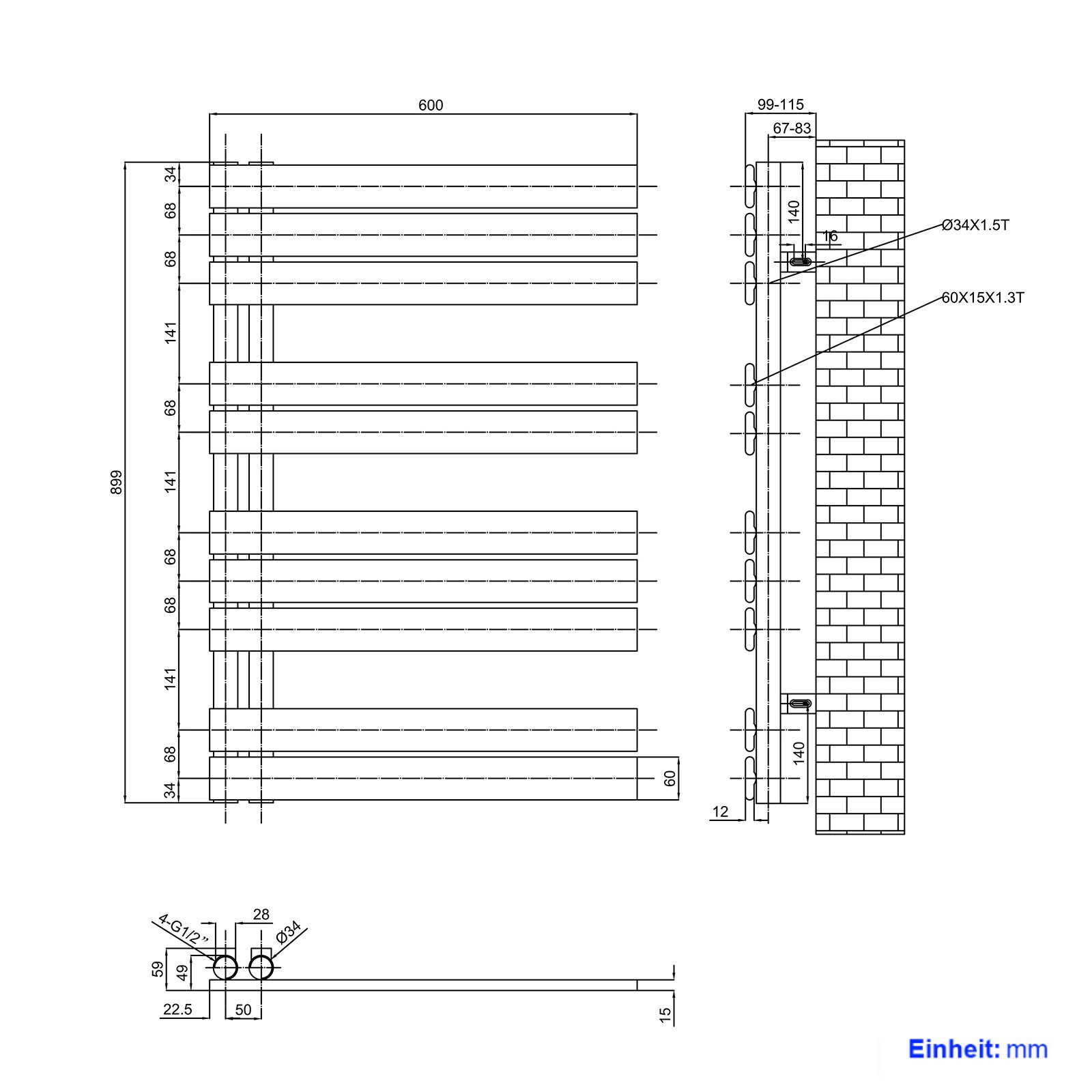 MEYKOERS Badheizkörper Design Handtuchwärmer Badezimmer Heizkörper Paneelhe günstig online kaufen