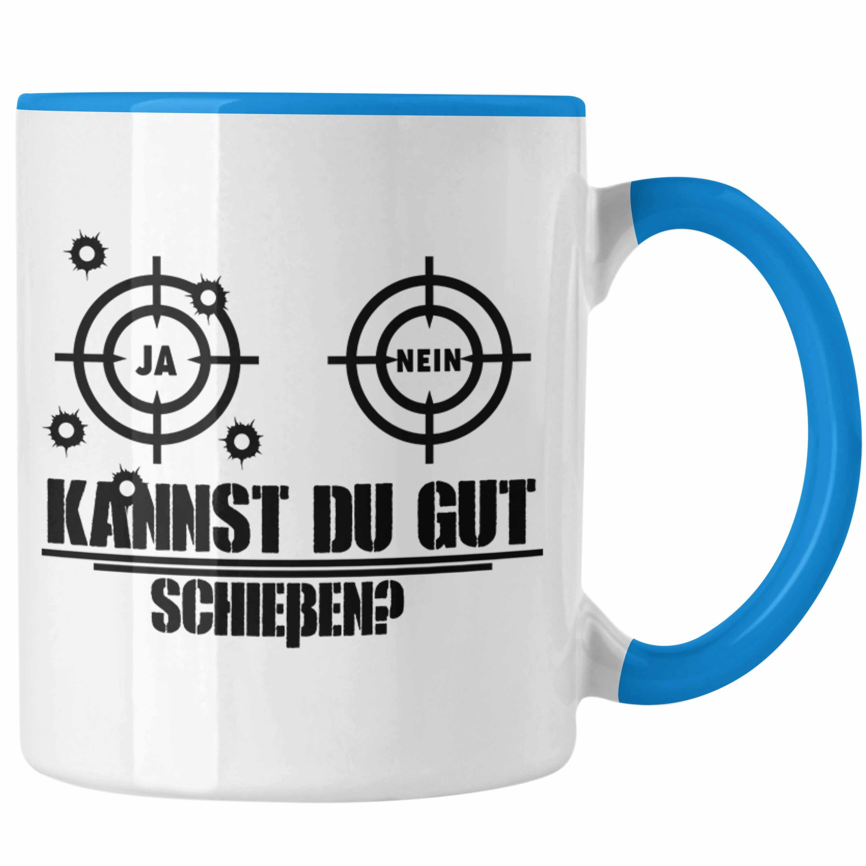 Trendation Tasse Trendation - Sport-Schütze Tasse Geschenk Schützenfest Geschenkidee Schießsportler Spruch Blau