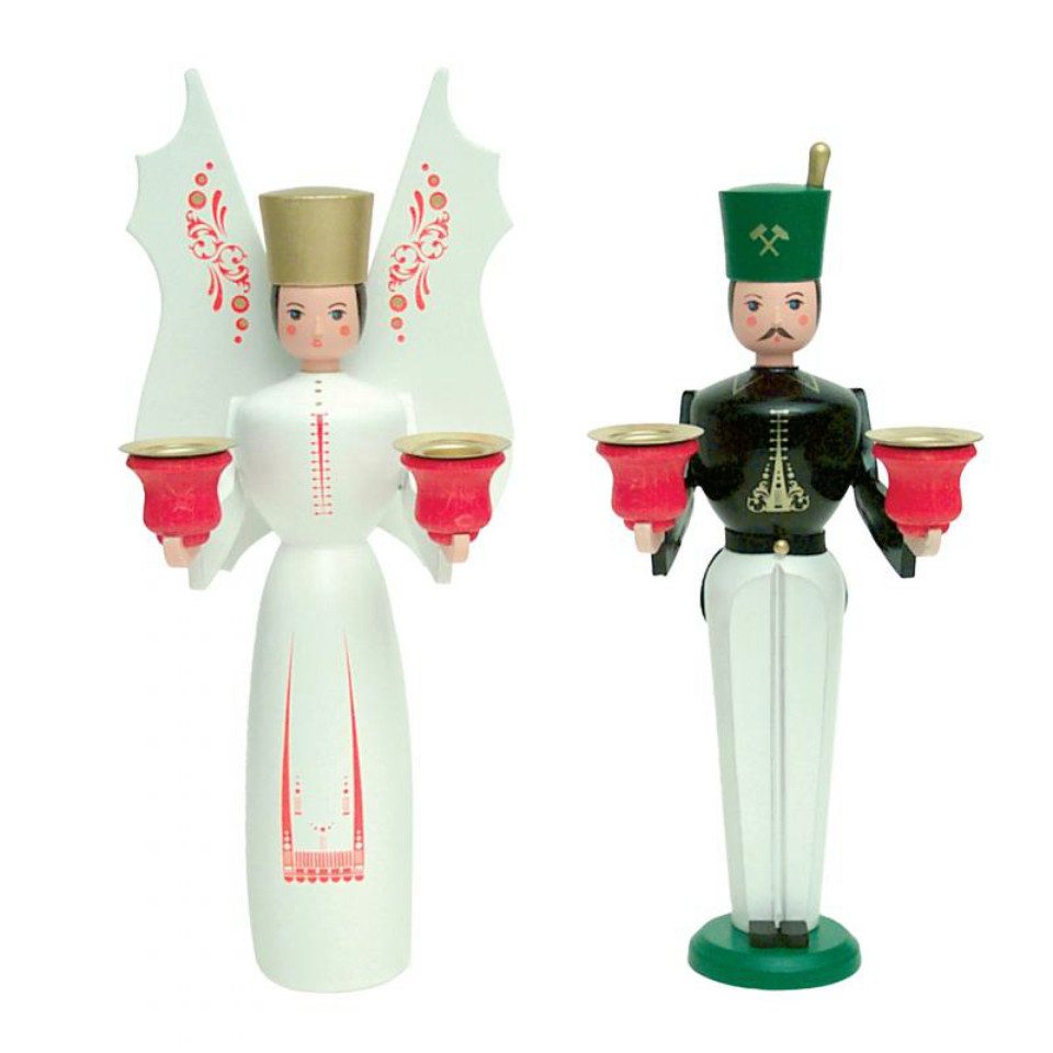 Kuhnert Weihnachtsfigur Kuhnert Paar Engel und Bergmann (1 St), Handarbeit aus dem Erzgebirge