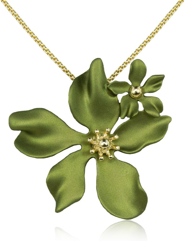 Kette mit Anhänger Halskette "Nelia" mit Blumen - 14 Karat vergoldet
