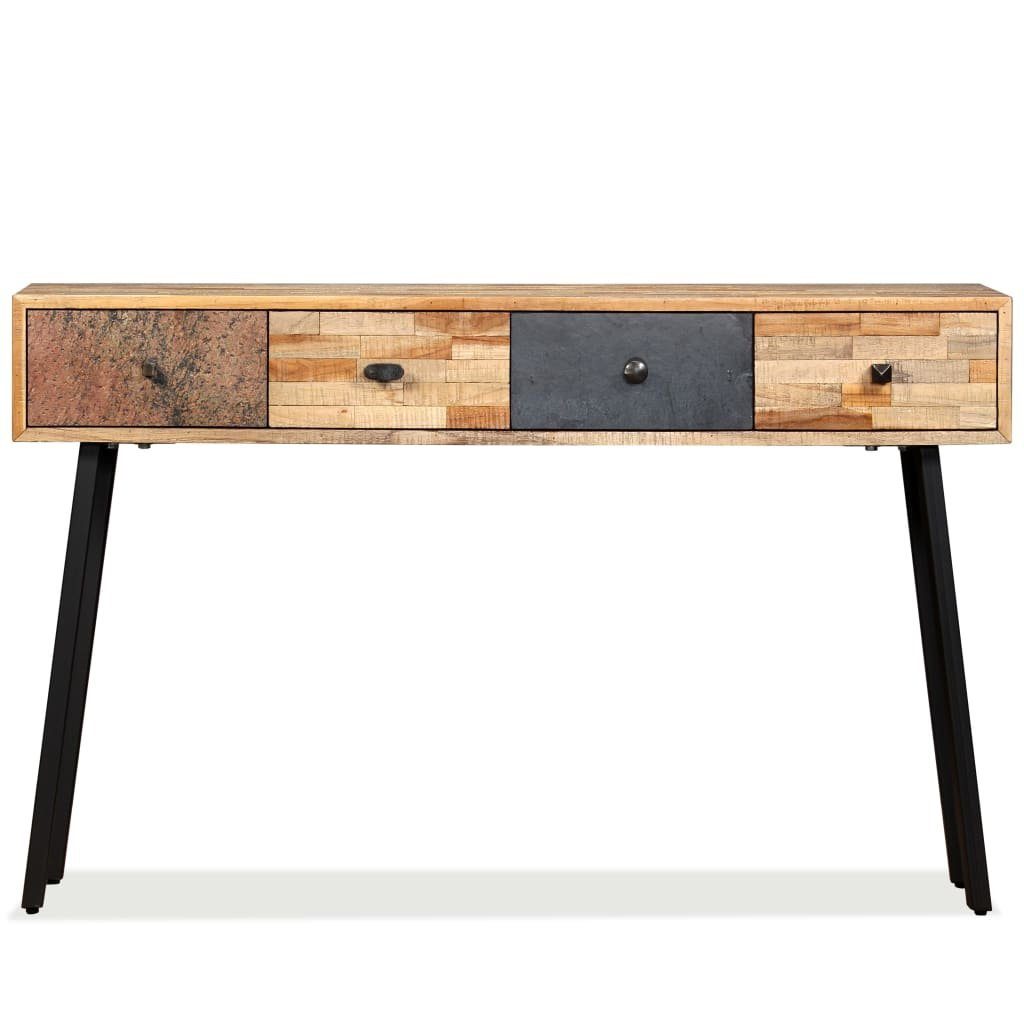 furnicato Konsolentisch Naturholz 120 x 30 x 76 cm in Braun (1-St), Beistelltisch mit 4 Schubladen und stabilem Gestell für Wohnräume