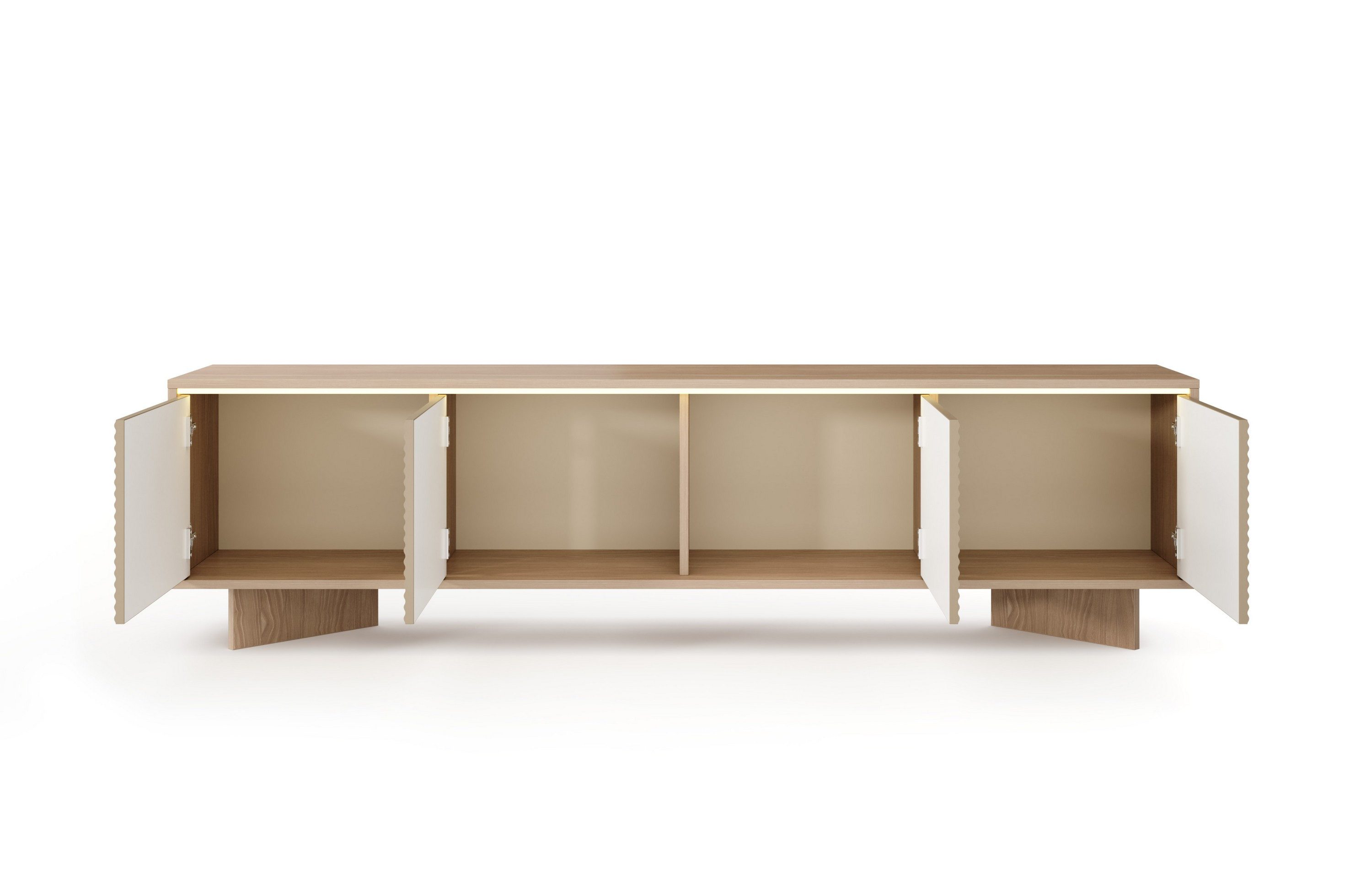 Masseno Lowboard RIGATO 203,9 cm TV-Schrank mit 4 Türen Beige