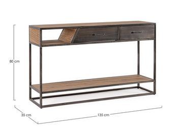 Natur24 Beistelltisch Konsolentisch Janak 135 x 35 x 80 cm Akazienholz und Stahl