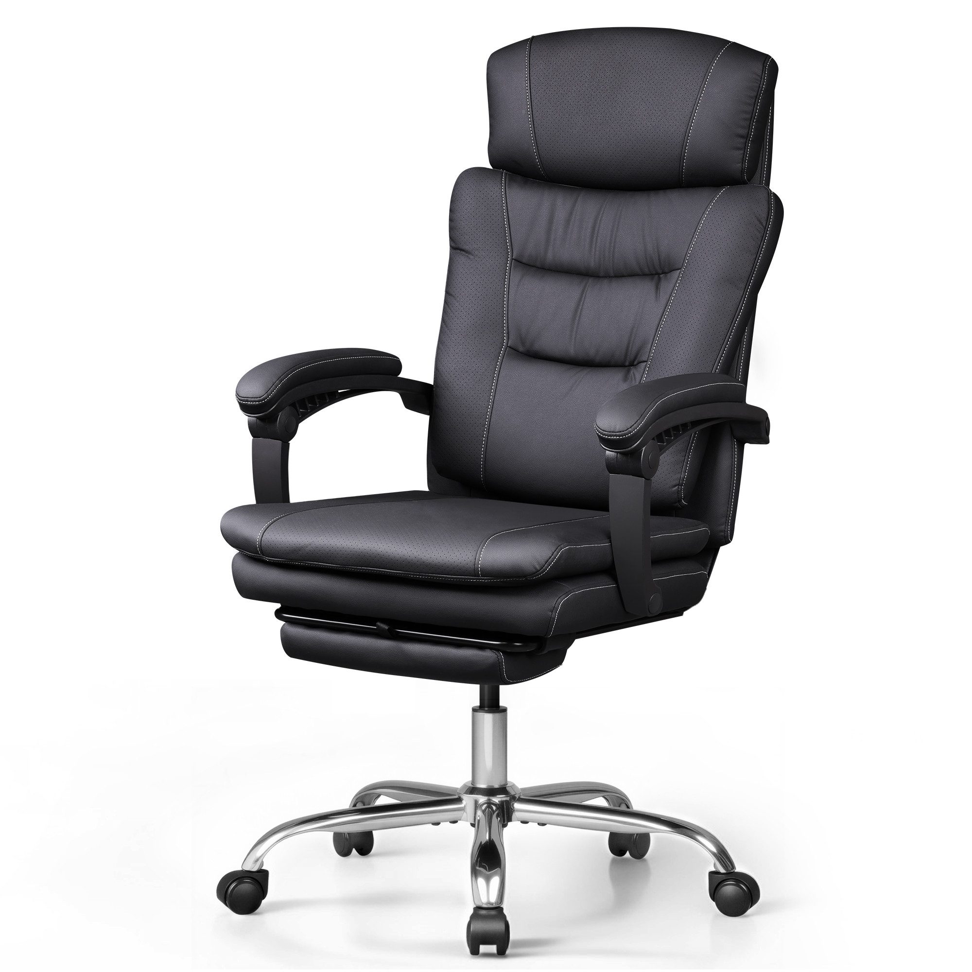 DEVAISE Bürostuhl mit Fußstütze, ergonomischer Chefsessel 90–145° Liegefunk günstig online kaufen