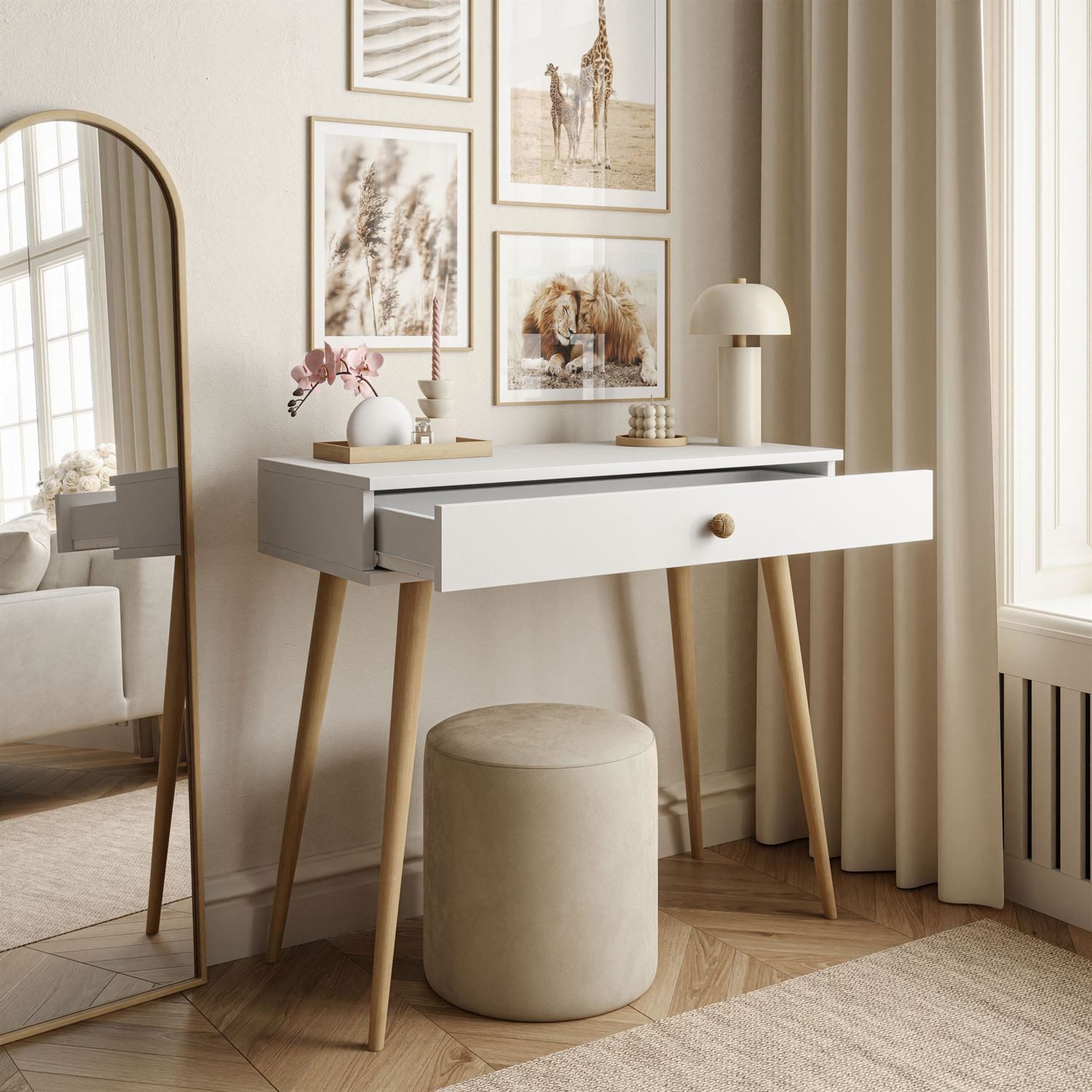 Lookway Konsolentisch HARMONY elegante Konsole im skandinavischen Stil mit Schublade (1x Konsole), Breite: 90 cm