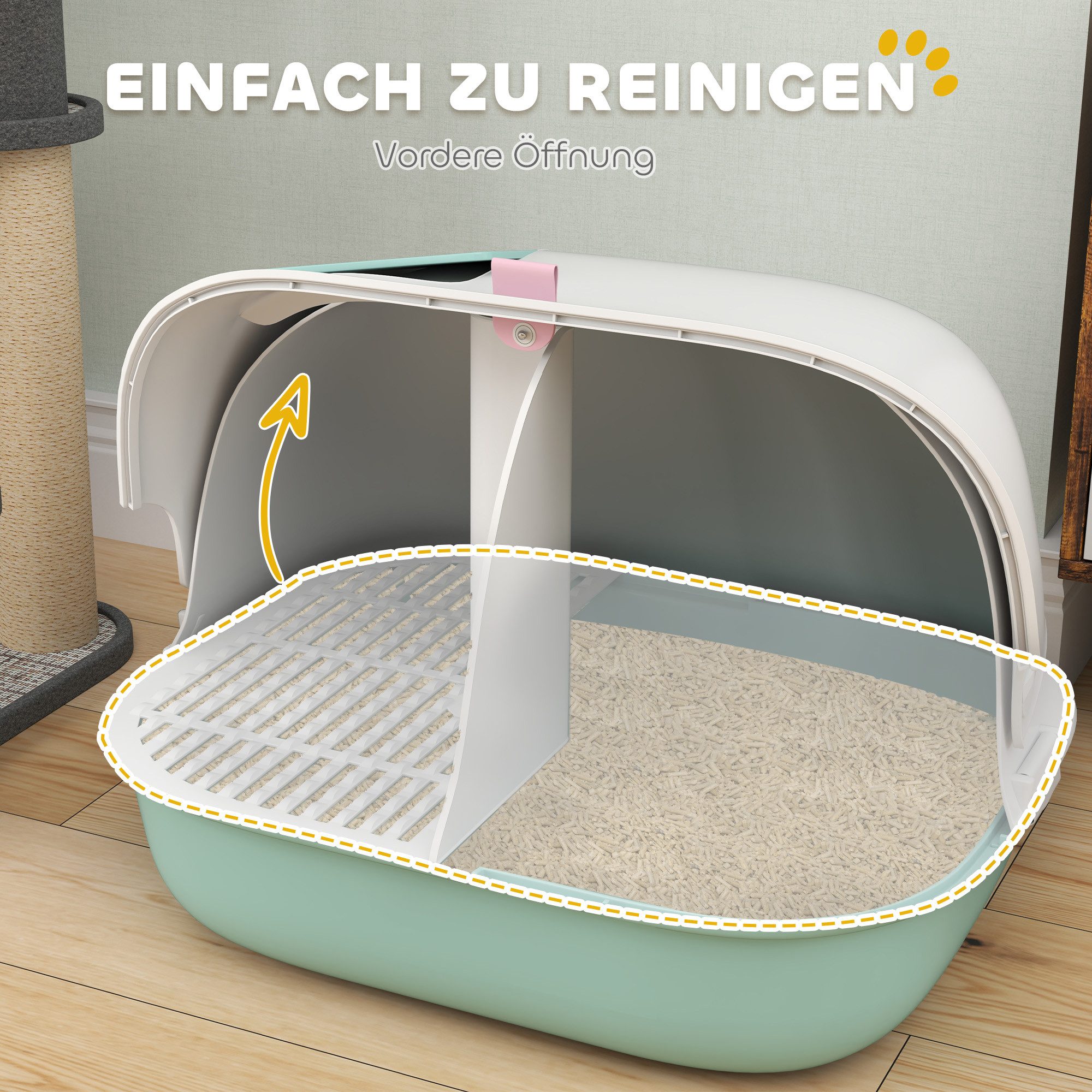 MC Star Katzentoilette mit Deckel, Katzenklo mit Sieb, Tür, Schaufel, geschlossen Katze, Katze Toilettenhaus für kleine Katze unter 3,5 kg, Indoor, Kunststoff