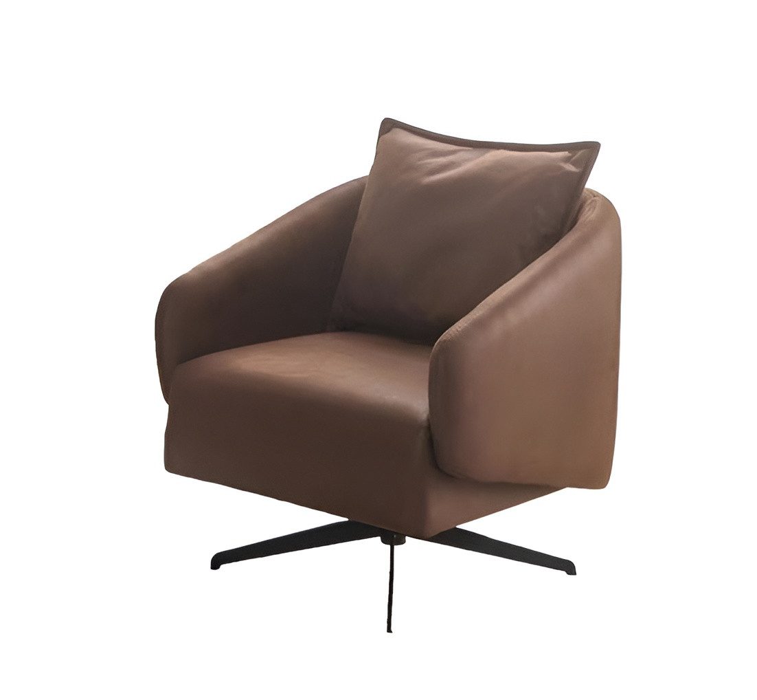 Xlmoebel Loungesessel Kunstleder Sessel Braun mit Drehfunktion und modernem Design (1-St., Sessel), Hergestellt in Europa