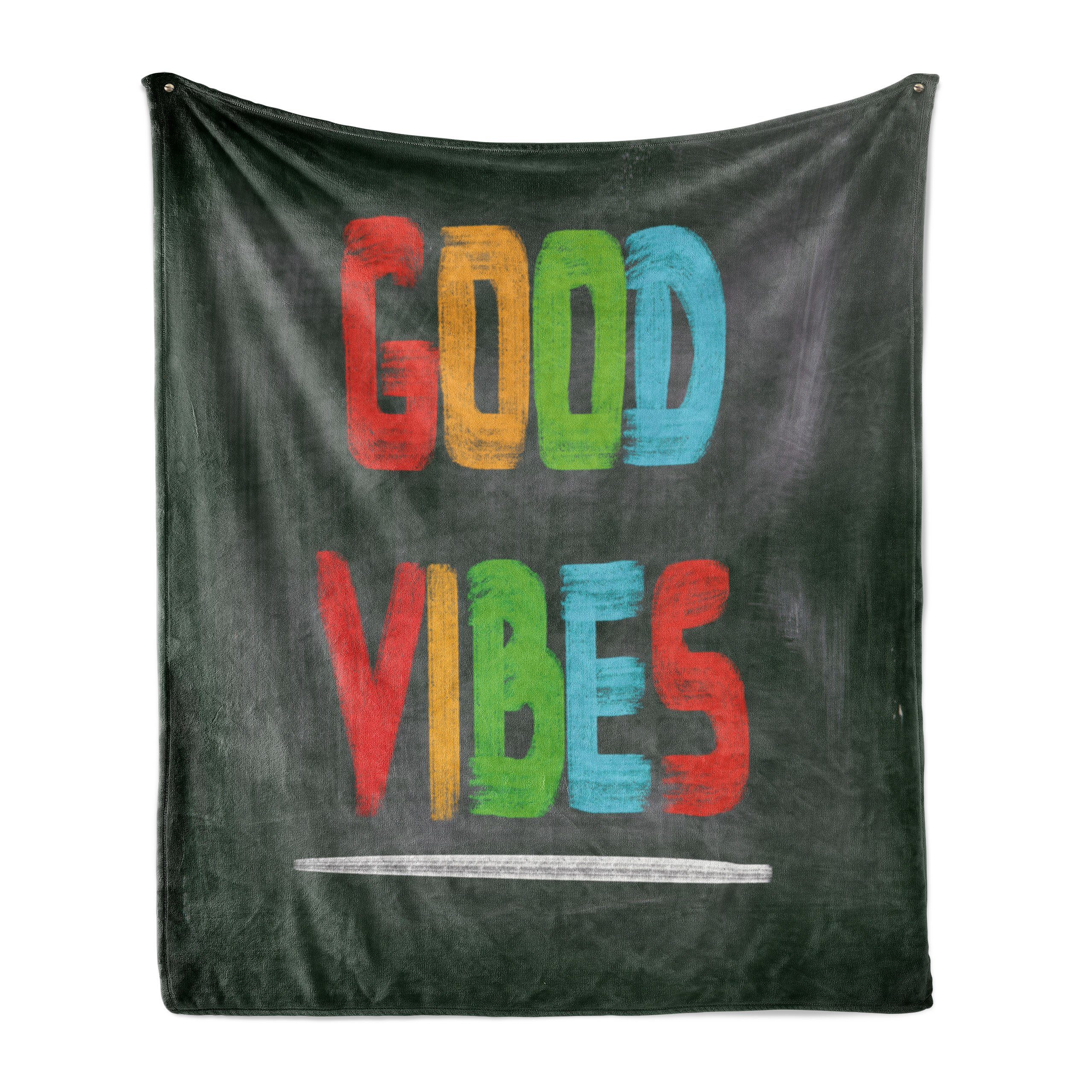 Wohndecke Gemütlicher Plüsch für den Innen- und Außenbereich, Abakuhaus, Good Vibes Tafel Bunte