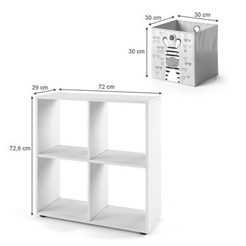 Vicco Raumteiler »Standregal Bücherregal TETRA 4 Fächer Weiß inkl. Faltboxen«