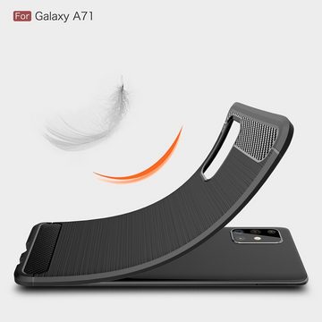 CoverKingz Handyhülle Hülle für Samsung Galaxy A71 Handyhülle Silikon Case Schutzhülle 16,95 cm (6,7 Zoll), Handyhülle Bumper Silikoncover Softcase Carbonfarben