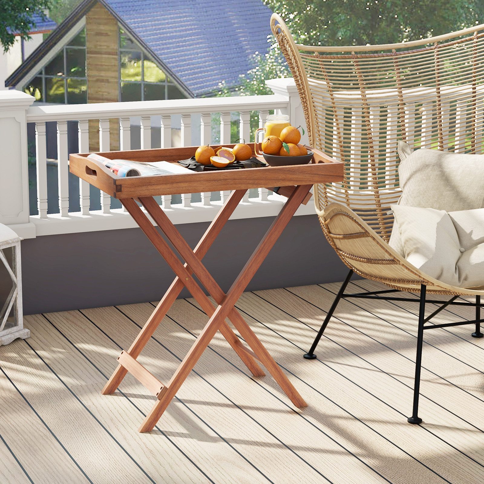 KOMFOTTEU Gartentisch, Beisteilltisch aus Akazienholz, wetterfest günstig online kaufen