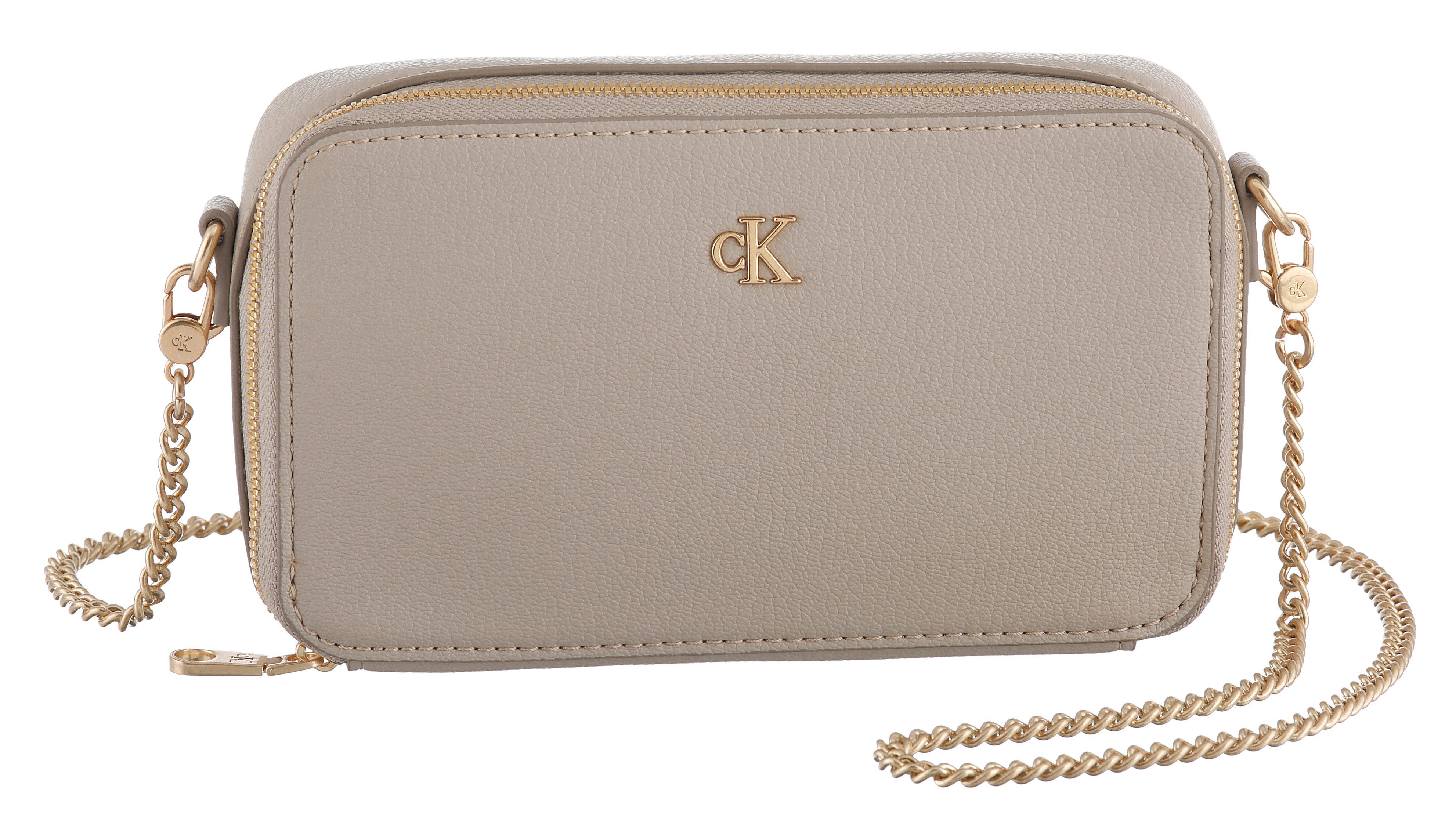 Calvin Klein Jeans Mini Bag MINIMAL MONO CAMERA BAG, Abendtasche, kleine Schultertasche, Umhängetasche mit goldenem CK-Logo