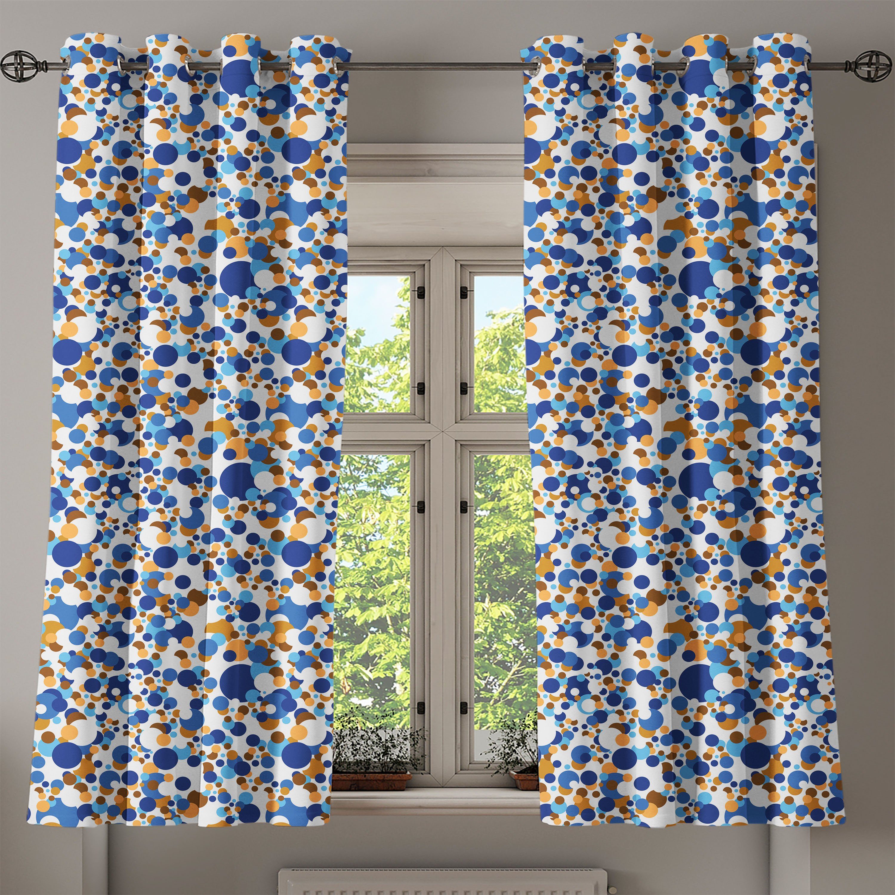 Schlafzimmer Abakuhaus, Wohnzimmer, Retro Abstrakt 2-Panel-Fenstervorhänge Dekorative Blase für Gardine