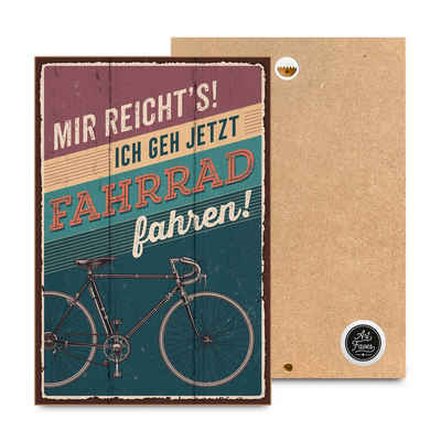 ARTFAVES Holzbild MIR REICHT'S! ICH GEH' FAHRRAD FAHREN, Geschenk zum Thema Fahrradfahren, Radsport, Retro
