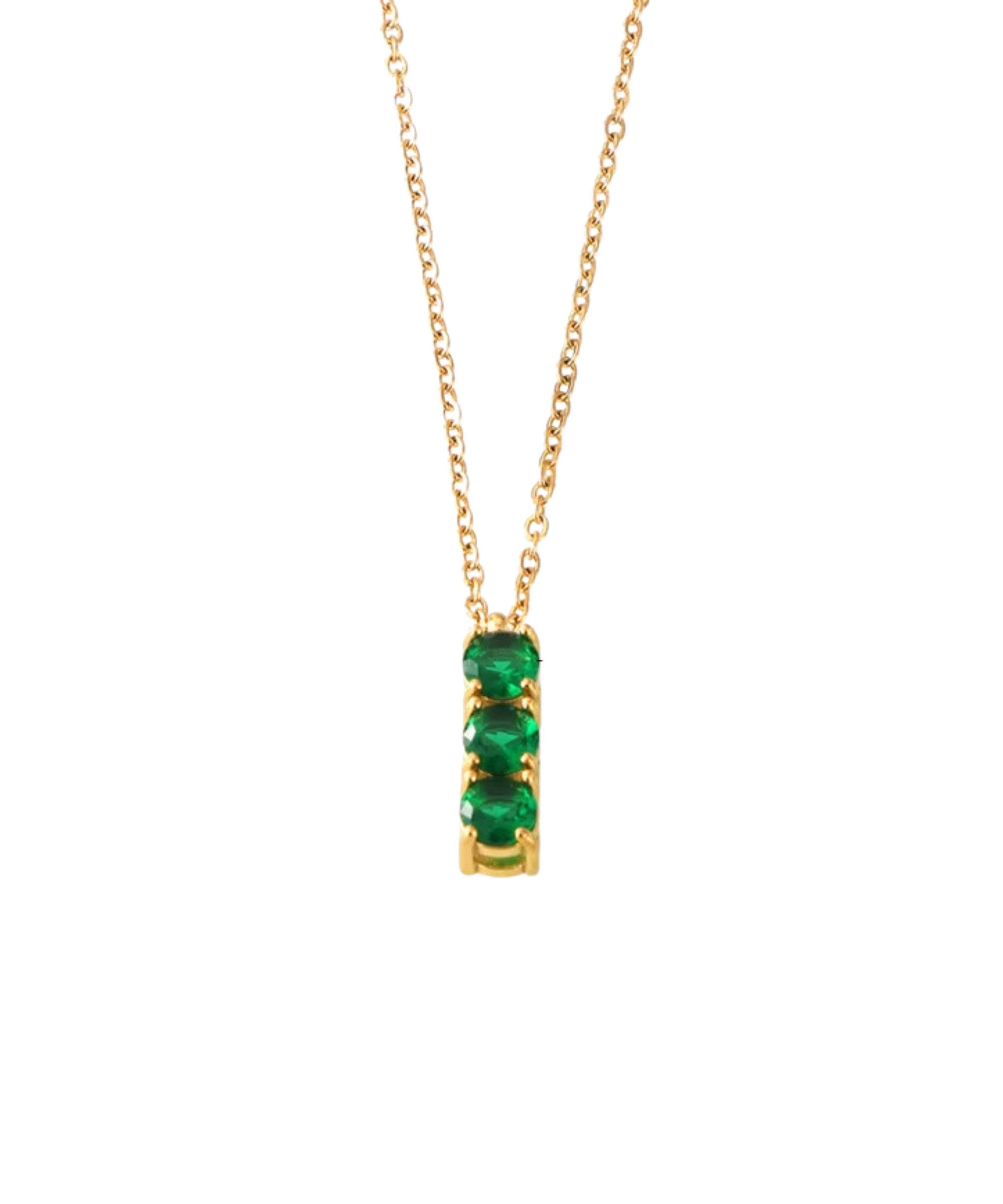 Kette mit Anhänger zarte Kette mit Stab Anhänger, grüne Zirkonia, 925er Silber