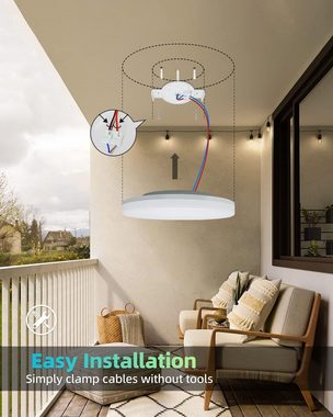 Nettlife LED Panel Deckenlampe Rund Badezimmer Decke 24W Badlampe 27*4.8CM, IP54 Wasserdicht, LED fest integriert, Warmweiß, für Schlafzimmer Flur Küche Wohnzimmer Balkon