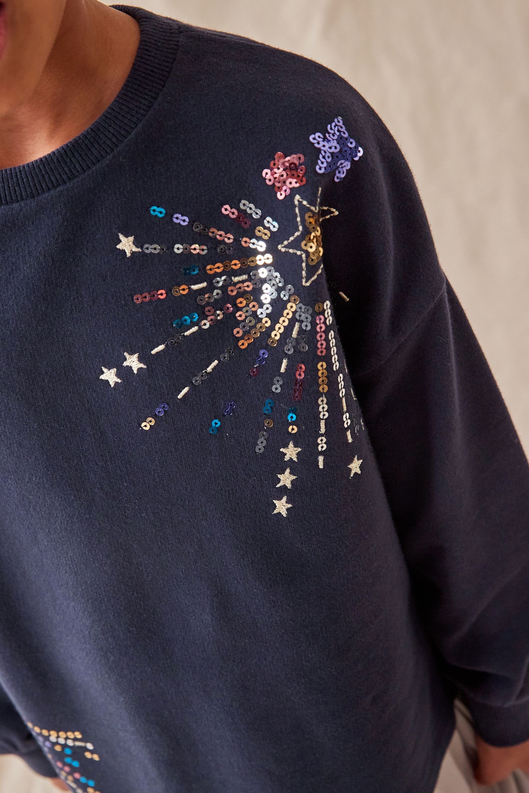 Next Langarmshirt Langarmshirt mit Pailletten-Feuerwerk (1-tlg)