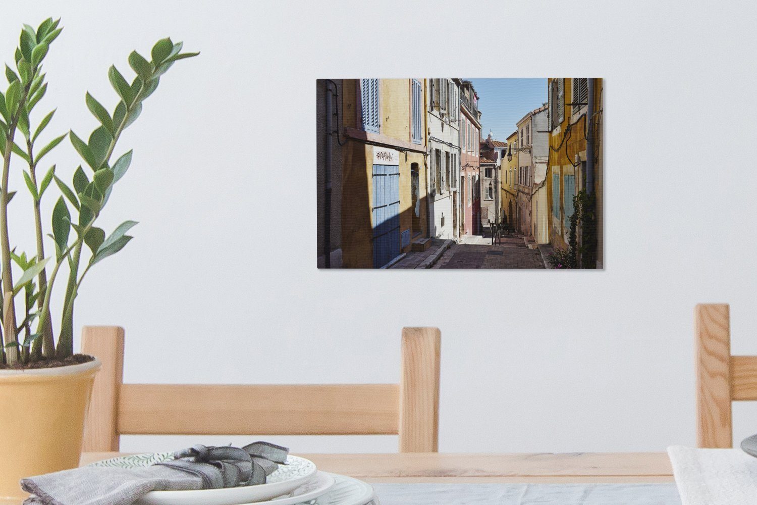 OneMillionCanvasses® Leinwandbild - - Häuser Leinwandbilder, (1 Wanddeko, Straße Wandbild cm Aufhängefertig, St), 30x20 Marseille