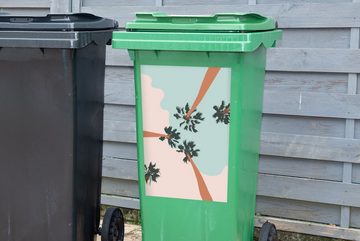 MuchoWow Wandsticker Sommer - Palmen - Pastell (1 St), Mülleimer-aufkleber, Mülltonne, Sticker, Container, Abfalbehälter