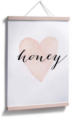 Wall-Art Poster Honey, Schriftzug (1 St), Poster ohne Bilderrahmen