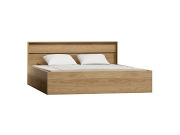 Furnix Bettgestell 160x200 MEDIOLANE M-9 Holzbett ohne Matratze Natural Hikora, L207 x B167,3 x H100 cm