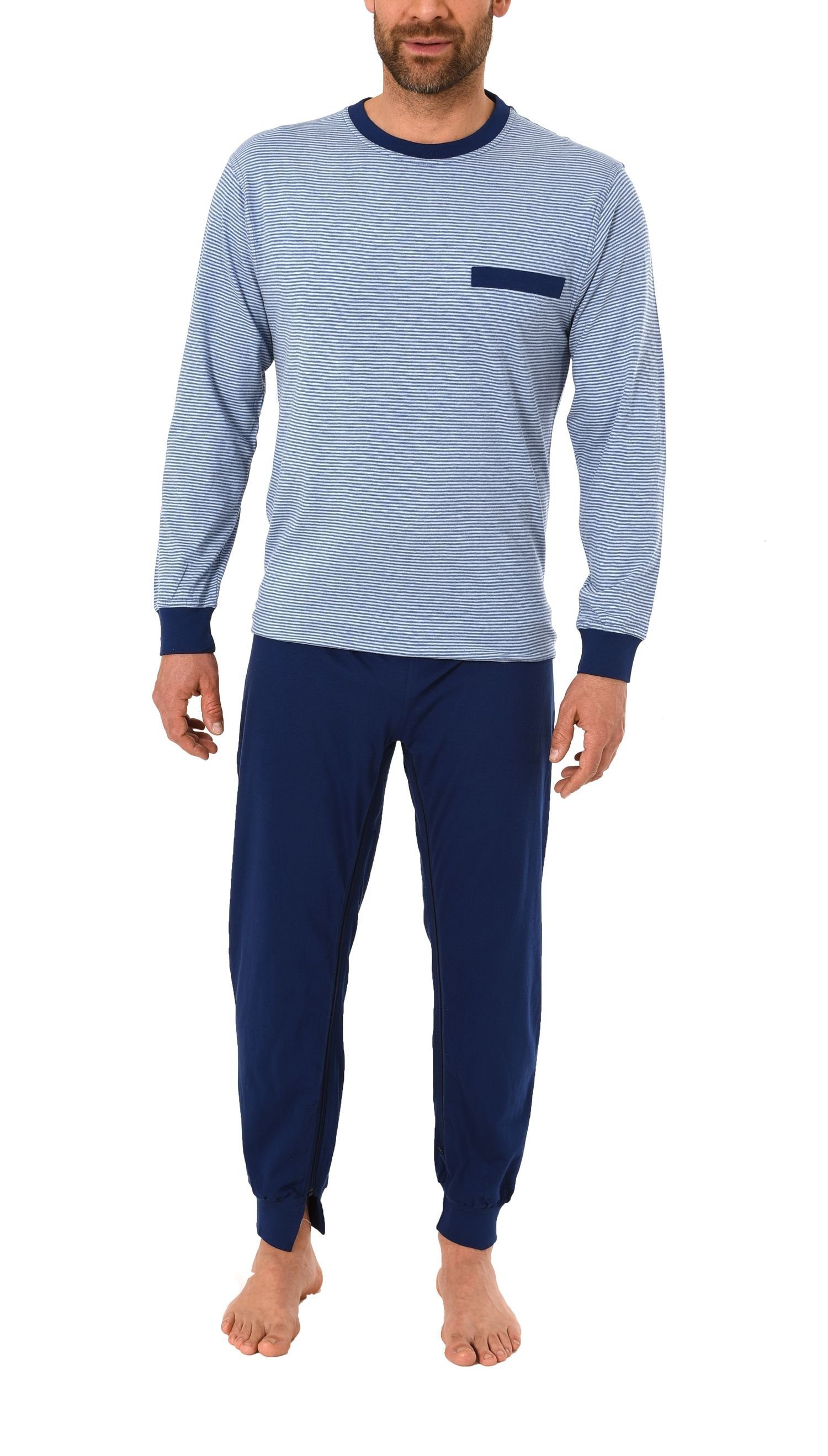 Normann Care Pyjama Herren Pflegeoverall langarm mit Reissverschluss am Rüc günstig online kaufen