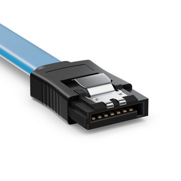 deleyCON deleyCON 0,5m S-ATA 3 Datenkabel mit Clip Blau - 2x Stecker gerade - Computer-Kabel